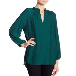 NWT 14TH & Union Blouse Sz. XL Tunic Green Smocked Split Collar Long Sleeve - Picture 1 of 9