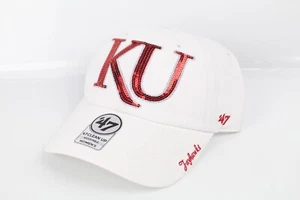 Kansas Jayhawks Women's Hat 47 Clean Up Sequin KU Logo White Red Adjustable - Picture 1 of 5