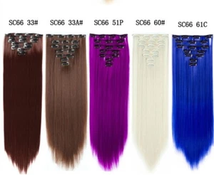 23" Lange Schuss Clip in Haarverlängerungen mit 7 Stück 16 Clips sieht echtes Echthaar aus - Bild 1 von 11