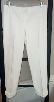 Женские брюки Escada длиной до лодыжки с манжетами цвета слоновой кости плоские спереди размер 44 б/у в отличном состоянии - Изображение 1 из 4