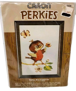 Caron Perkies Baby Bird Robin Crewel ricamo 5x7 kit quadro punto ago 6436 - Foto 1 di 4