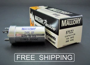 (1x) 125uF - 200VDC - Condensador electrolítico de lata de aluminio - MALLORY FP122 - Imagen 1 de 1