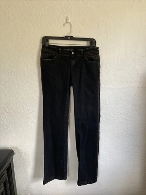 VO Virgin Only Bootcut Denim Jeans  Thick Brown Side Stitch Dark Wash Sz 9 (tag) - Image 1 of 4