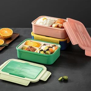 Leak Resistant Food Bento Lunch Box Reusable Meal Prep Container with Tableware - Picture 1 of 17