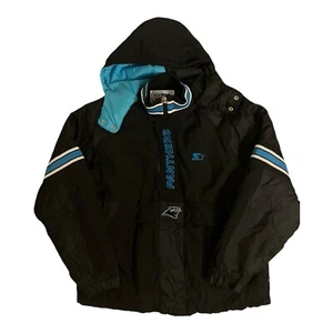 Vintage Starter North Carolina Panthers Jacke XL Retro Pro Line NFL Schwarz Blau - Picture 1 of 17