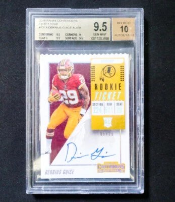 2018 Panini Contenders - Derrius Guice - Rookie Ticket Stub Auto /29 BGS 9.5 Gem - Image 1 of 2