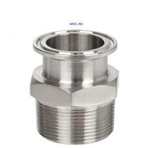 Sanitary 1-1/2″ × 2″ Male NPT Adapter 304S/S Clamp End Dairy Tri Clover SAN044 - Picture 1 of 2