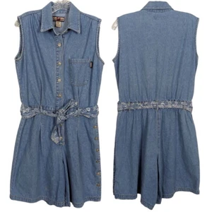 Gloria Vanderbilt Vintage Sin Mangas Cinturón Cintura Elástica Denim Mameluco Pantalones Cortos S - Imagen 1 de 15