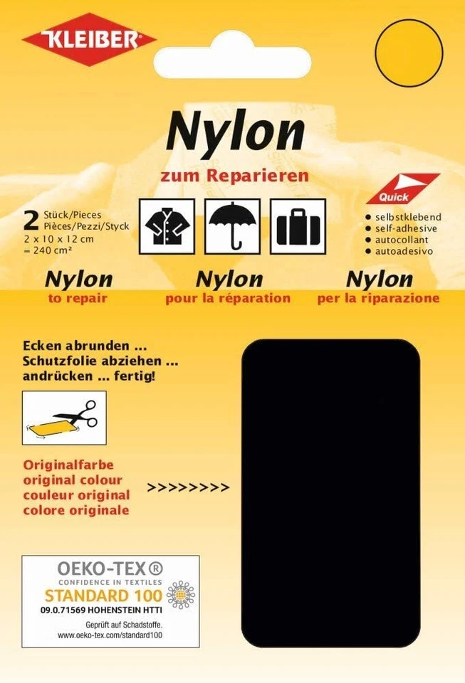 KLEIBER Nylon-Flicken selbstklebend schwarz 2 Stück - Bild 1 von 1