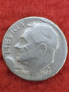 1977 D Error Roosevelt Dime Dbl Die Obverse~Rim Cuds~ Grease~Coin Is A Mess! - Picture 1 of 8