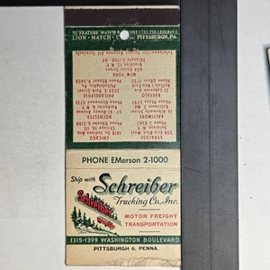 Schreiber Trucking Co Pittsburgh 1950s Map Design Matchbook - Picture 1 of 3