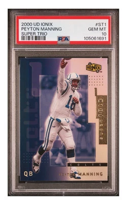 2000 UD Ionix Super Trio #ST1 Peyton Manning HOF PSA 10 Indianapolis Colts - Image 1 of 3