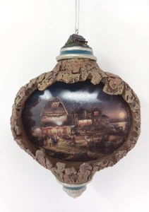 Terry Redlin Bradford Ornament Winter Christmas Light Insert Faux Wood 4.5" - Picture 1 of 6
