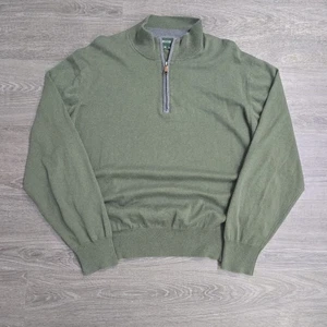 Orvis Herren XL 1/4 Zip Pullover Sweater Grün Baumwolle Seide Kaschmir Stehkragen - Bild 1 von 13