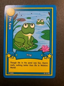 Frog - Pet, Farm - Webkinz - Collectors Card - B1-21/80 Nice! - Picture 1 of 2
