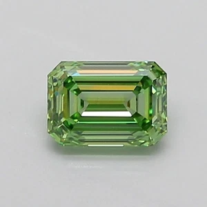IGI Certifide Diamond 1.02 Carat Emerald Shape Fancy Vivid Green Color VS1 clari - Picture 1 of 11