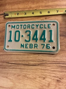 License Plate Vintage Motorcycle Nebraska 1976 10-3441 - Picture 1 of 2