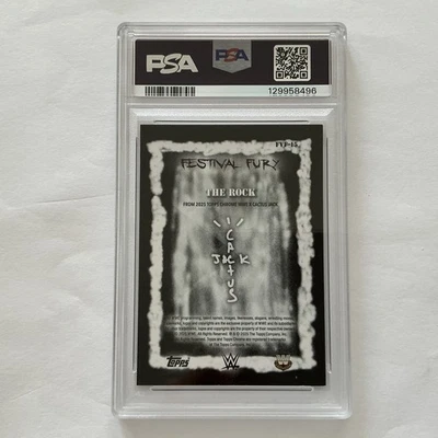 2025 Topps Chrome WWE Cactus Jack The Rock Festival Fury Green Refractor /99  - Image 1 of 2