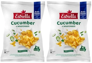 2 ESTRELLA CUCUMBER & SOUR CREAM Flavor Potato Chips Bags Crisps Snacks 170g 6oz - Picture 1 of 7