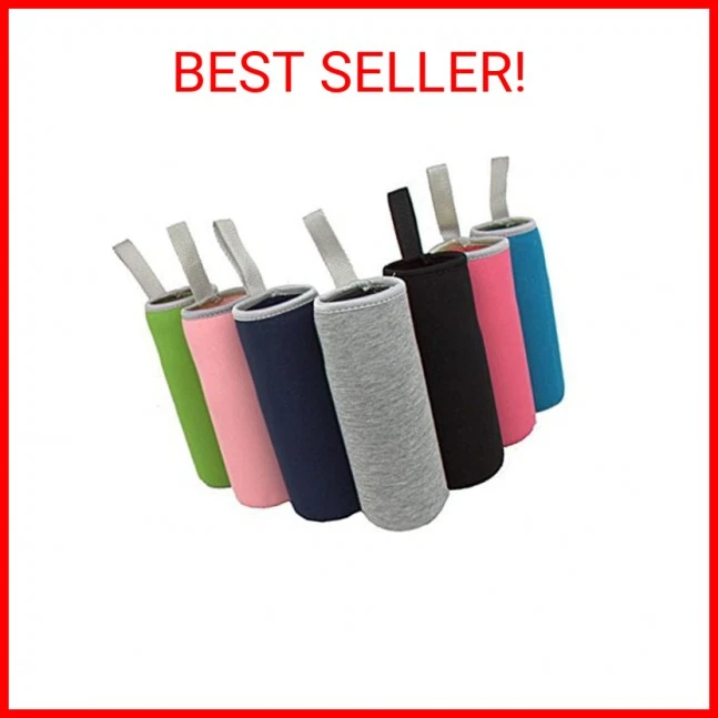 SunKey 7 Pack Glass Water Bottle Sleeve 12oz - 19.4 Oz Neoprene Insulated Drink