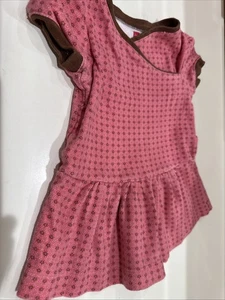 Tea Collection Baby Girl Size 6-12 Months Short Sleeve Pink & Brown Dress - Picture 1 of 4