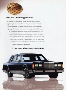 1988 Lincoln Town Car: Faberge What an Egg Should Be Vintage Print Ad - Picture 1 of 1
