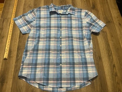 Camisa Croft & Barrow, Para Hombre Talla XL, Rosa Blanco Azul A Cuadros Manga Corta Abotonada Foto 1 de 4