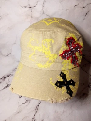 Gorra Leader Original Vintage Estrás Bling Cruz Bronceada Envejecida Foto 1 de 4