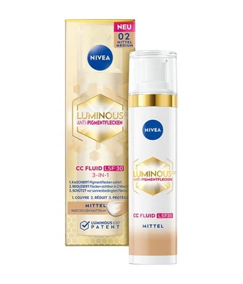 NIVEA LUMINOUS630® Anti-Pigmentflecken CC Fluid 3-in-1 02 Mittel LSF30 40ml - Bild 1 von 4