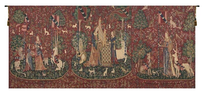 Lady and the Unicorn Series Belgian Jacquard Medieval Wall Hanging 66x156 in - Image 1 of 4