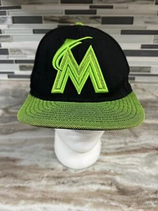 Miami Marlins MLB Baseball New Era 59FIFTY Fitted Hat Sz 7 5/8 Green Cap - Picture 1 of 8