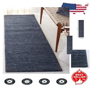 Durable Wool Runner Rug - 2'3" x 8' for Hallways & Living Rooms, Black & Grey - Picture 1 of 10