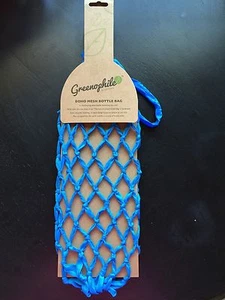 Borsa bottiglia vino boho maglia blu fatta a mano - Foto 1 di 4