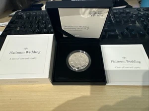 2017 SILVER PROOF PIEDFORT £5 COIN PLATINUM WEDDING ROYAL MINT Boxed Coa (22603) - Picture 1 of 4