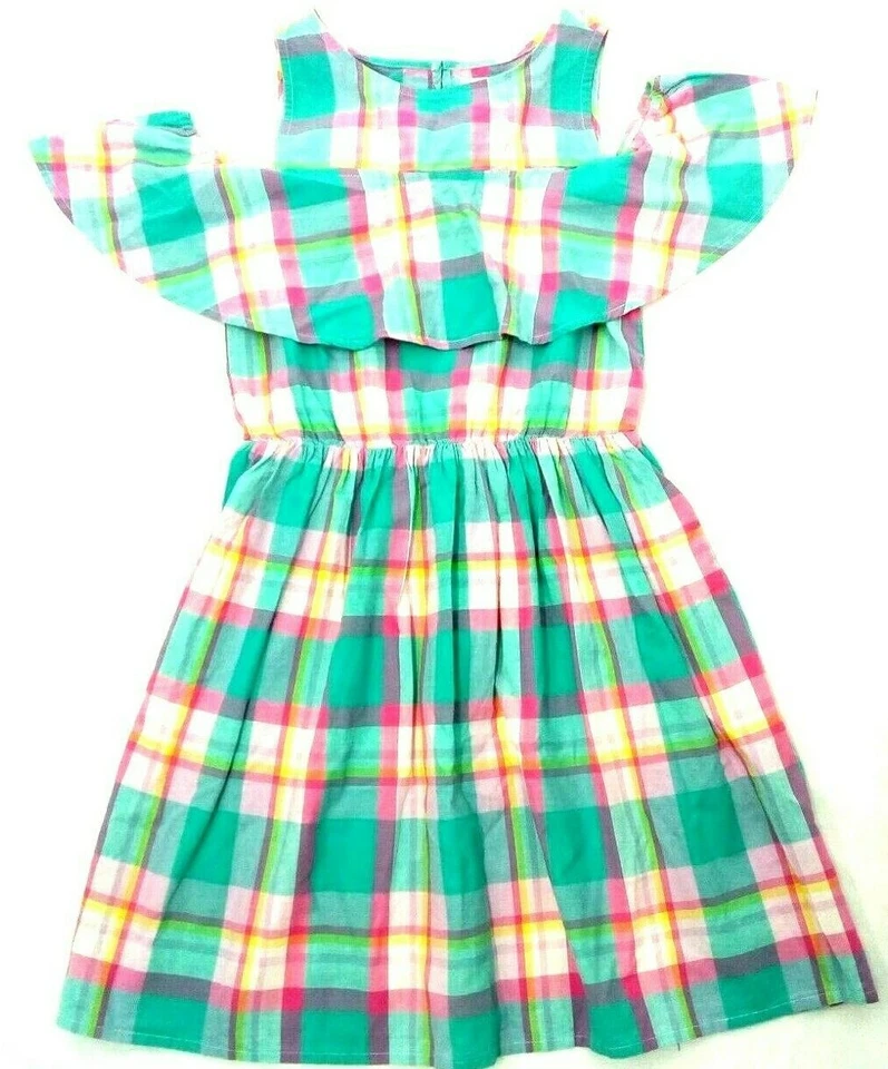  Vestido a Cuadros a Cuadros Rosa y Turquesa Talla 10 L GAP Niños Niñas Foto 1 de 4