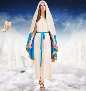 Ladies Virgin Mary Costume Nativity Biblical Christmas Holy Saint Mother Easter - Picture 1 of 15