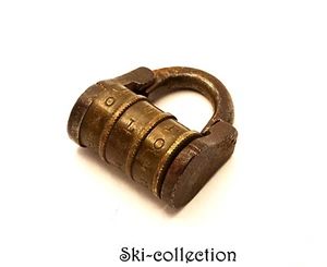 Antik Vorhängeschloss Aus Code. 3 Lettres. Frankreich. Eisen, Bronze. Mit Sound - Picture 1 of 4