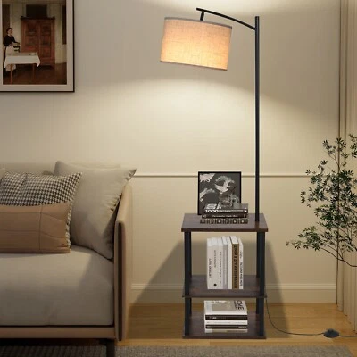 Puluomis Stehleuchte Stehlampe Leselampe mit Beistelltisch E27 Holz 150cm