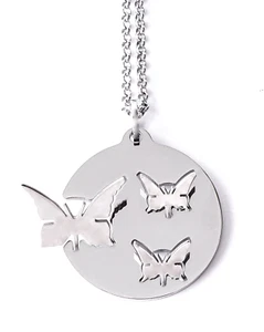 EDELSTAHL SCHMETTERLING AUSGESCHNITTEN ANHÄNGER MIT 18" KETTE - Bild 1 von 3