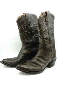 Stivali vintage marroni anni 60 70 Hyer cowboy western a coda di rondine da uomo taglia 9,5 B - Foto 1 di 13
