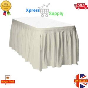 Plastic Table Skirt with Adhesive Strip Backing- 426cm x 73cm Beige,White,Yellow