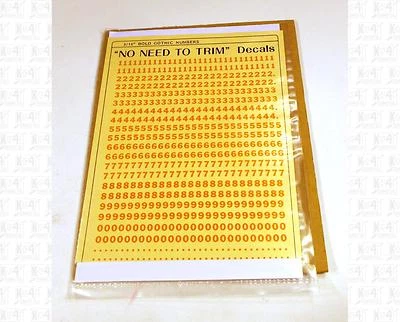 Virnex HO Decals Safety Orange 3/16 Inches Bold Gothic Number Set 3034 - Image 1 of 2