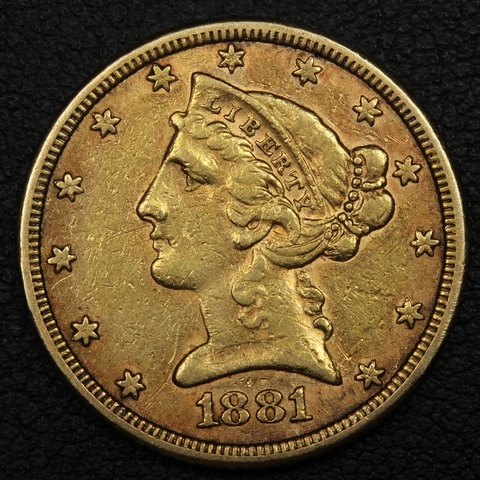 1881 $5 Five Dollar Liberty Head Gold Half Eagle Cover