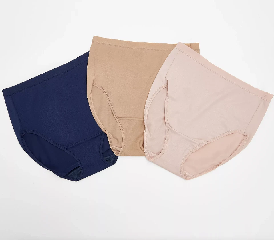 Breezies Sleek Lines Tummy Smoothing Hi-Cut Panty Set of 3 Ash Rose Medium Size - Image 1 of 1