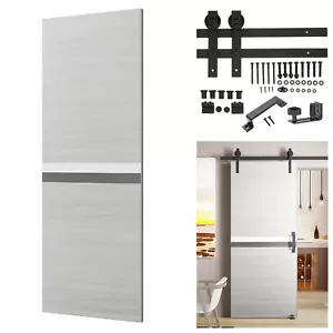 36x80"Door Slab Panel 6.6' Sliding Track Kit+Adjustable Floor Guider+Pull Handle - Picture 1 of 12