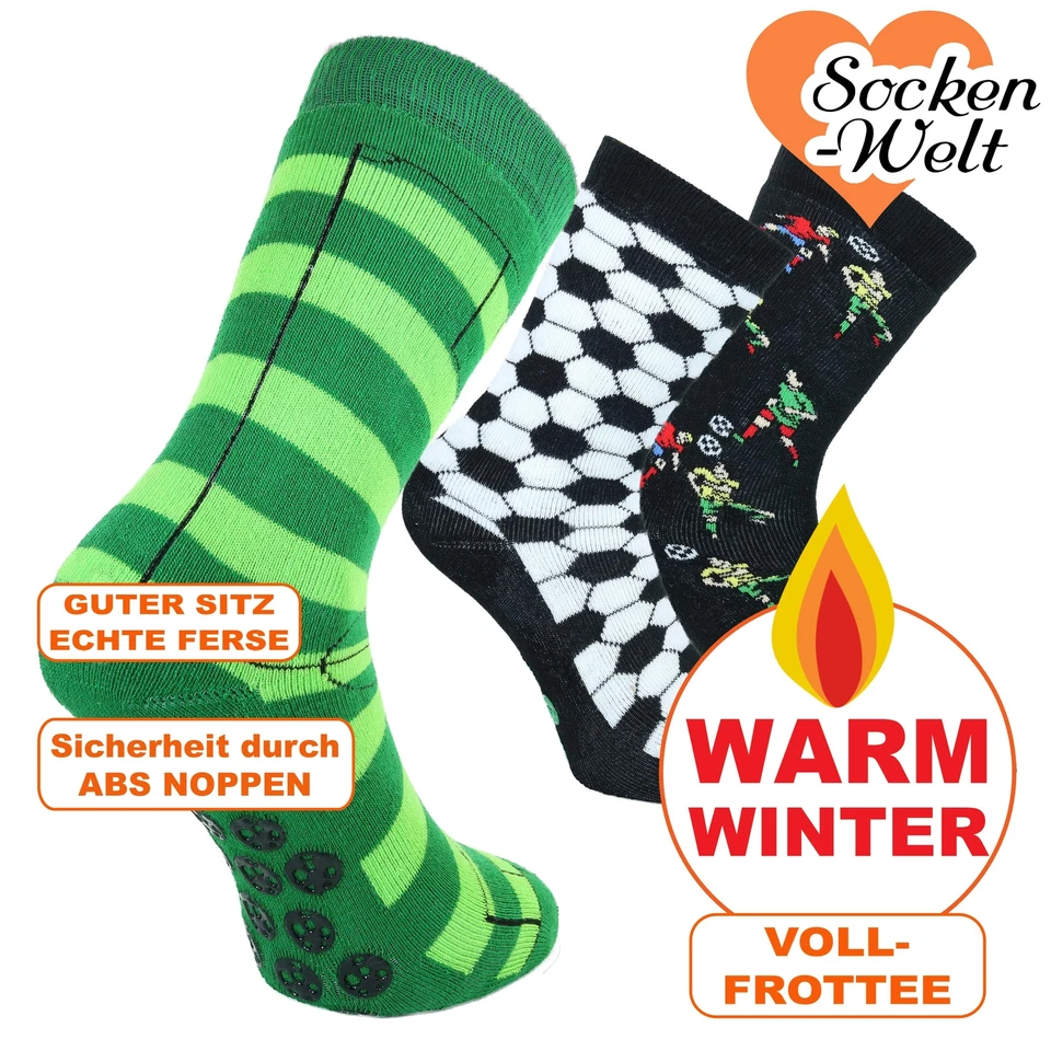 SOCKS4FUN ABS Kinder Socken mit Fußball-Motive und Vollfrottee Polsterung