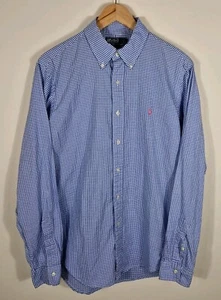 Polo Ralph Lauren Shirt Mens 40/41 Blue Check Dress Shirt Custom Fit Neck 16" RL - Picture 1 of 11