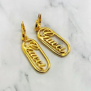 Auth GUCCI Signature Pendant Earrings - Pre owned / LL5028 - Picture 1 of 8