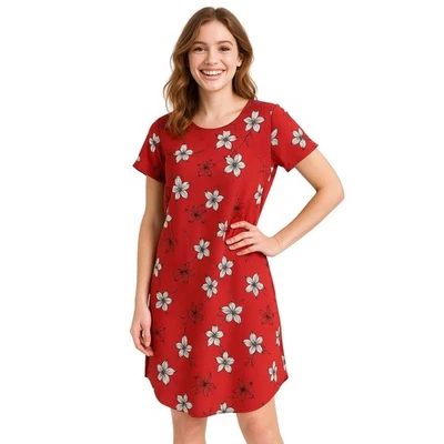 Banana Republic Dress 4 Multicolor Floral Fluted Short Sleeve Pullover Feminine - Image 1 of 4