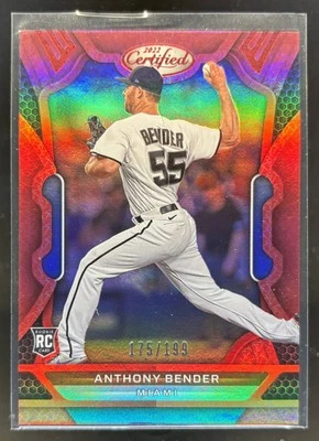 2022 Panini Chronicles Anthony Bender Certified Red /199 Miami Marlins #48 RC - Image 1 of 4